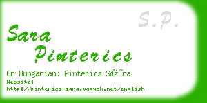 sara pinterics business card